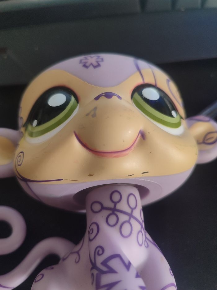 My Littlest Petshop Pet Shop LPS Monkey Singe Jumbo Purple 5" 2008 Deco Pet - photo numéro 4