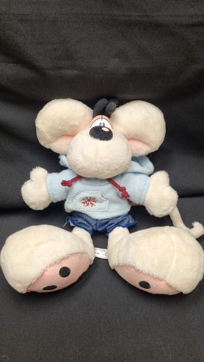 Grande peluche Diddl d’hiver avec capuche - environ 35 cm