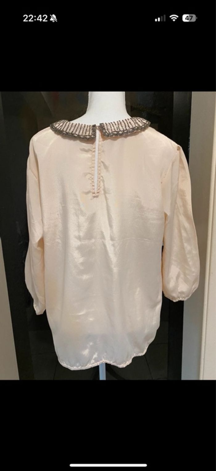 Blouse rose avec col strass T46 - photo numéro 5