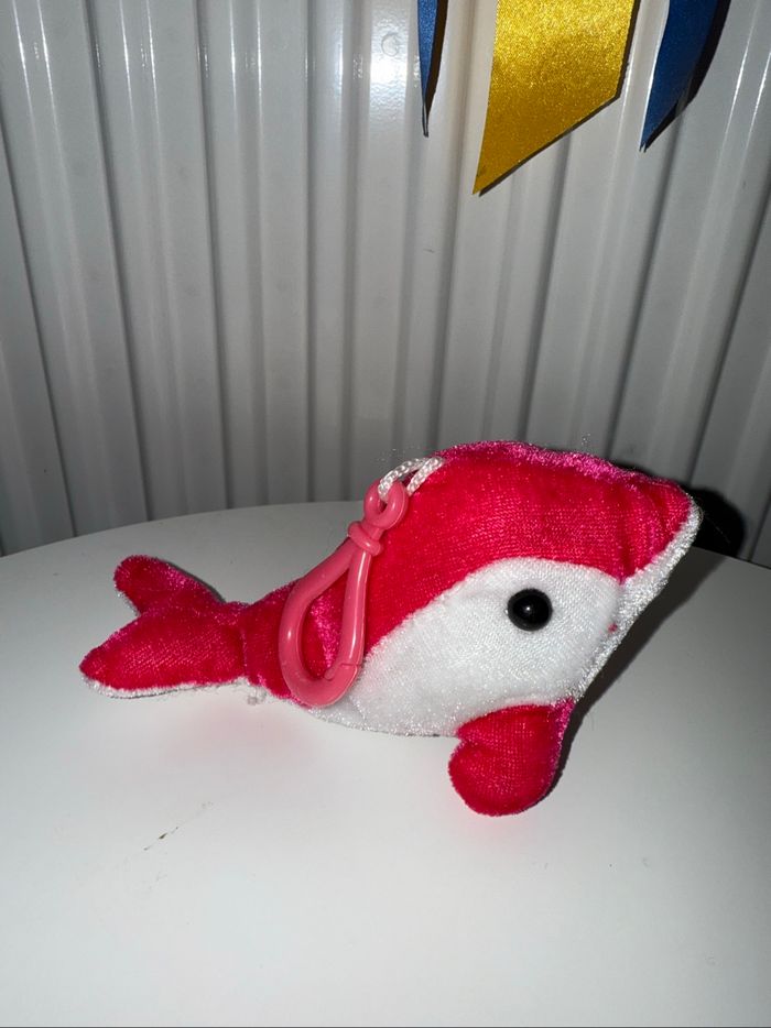 Porte clé doudou dauphin rose et blanc - photo numéro 4