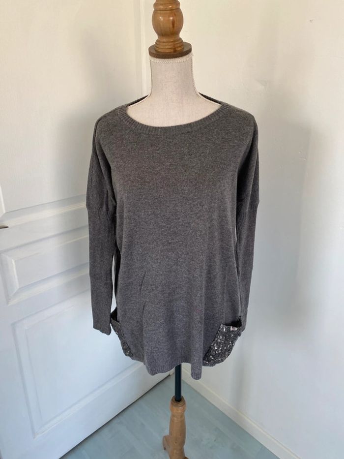 Pull gris vintage love