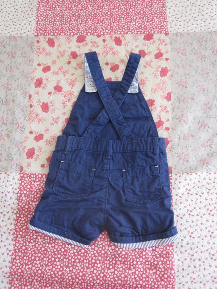 Salopette short toile bleue marine 6 mois - photo numéro 2