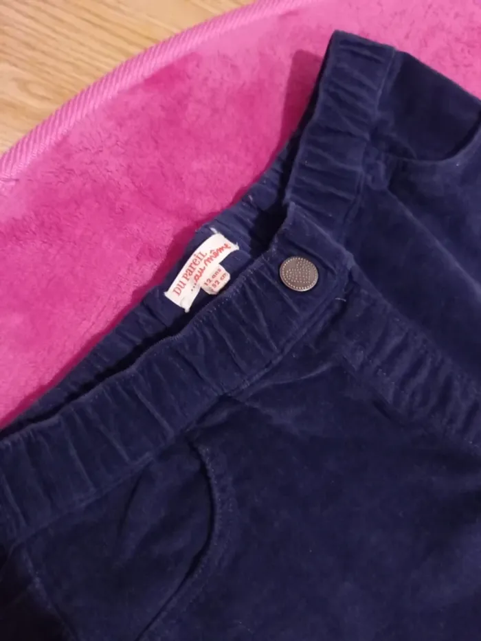 Pantalon en velours bleu marine DPAM 12 ans - photo numéro 3
