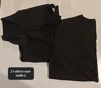 2 t-shirts noir taille L