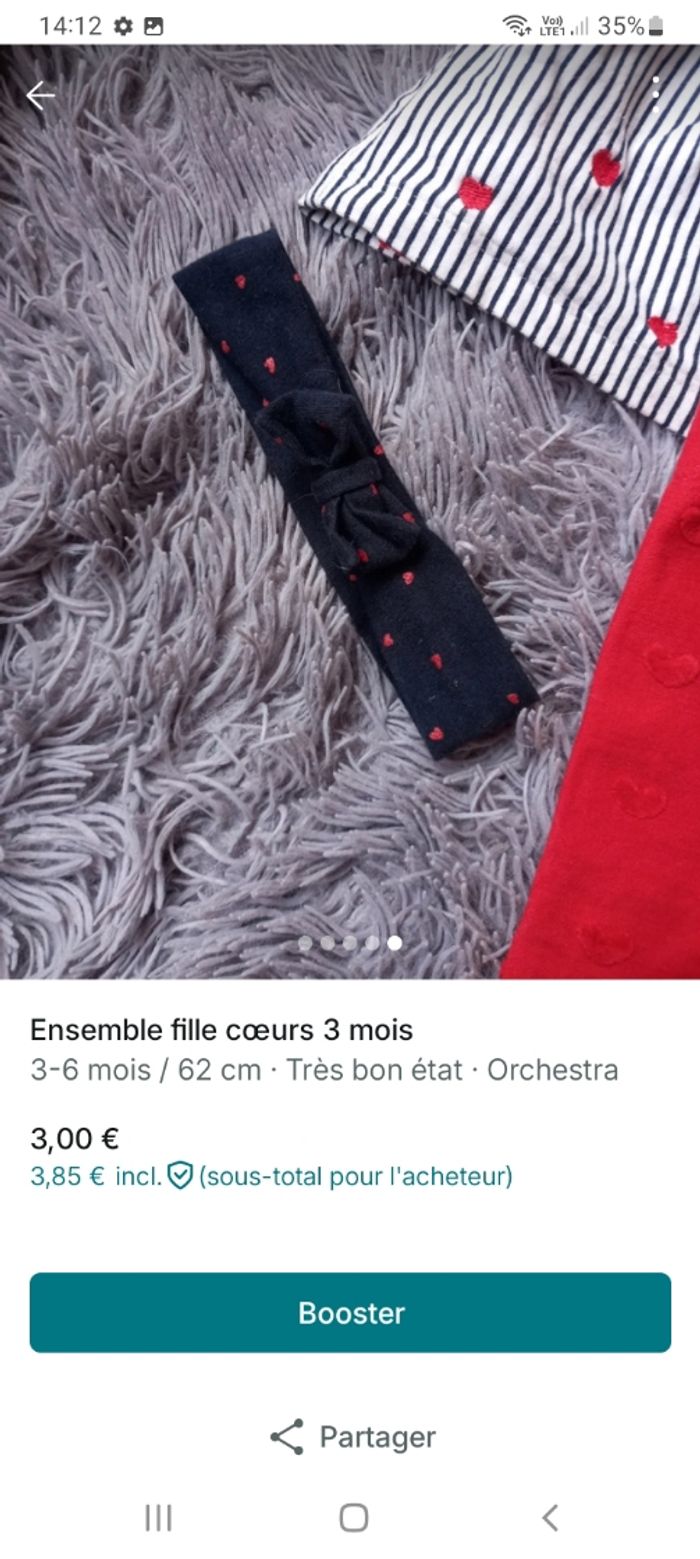 Ensemble avec cœurs fille 3 mois - photo numéro 4