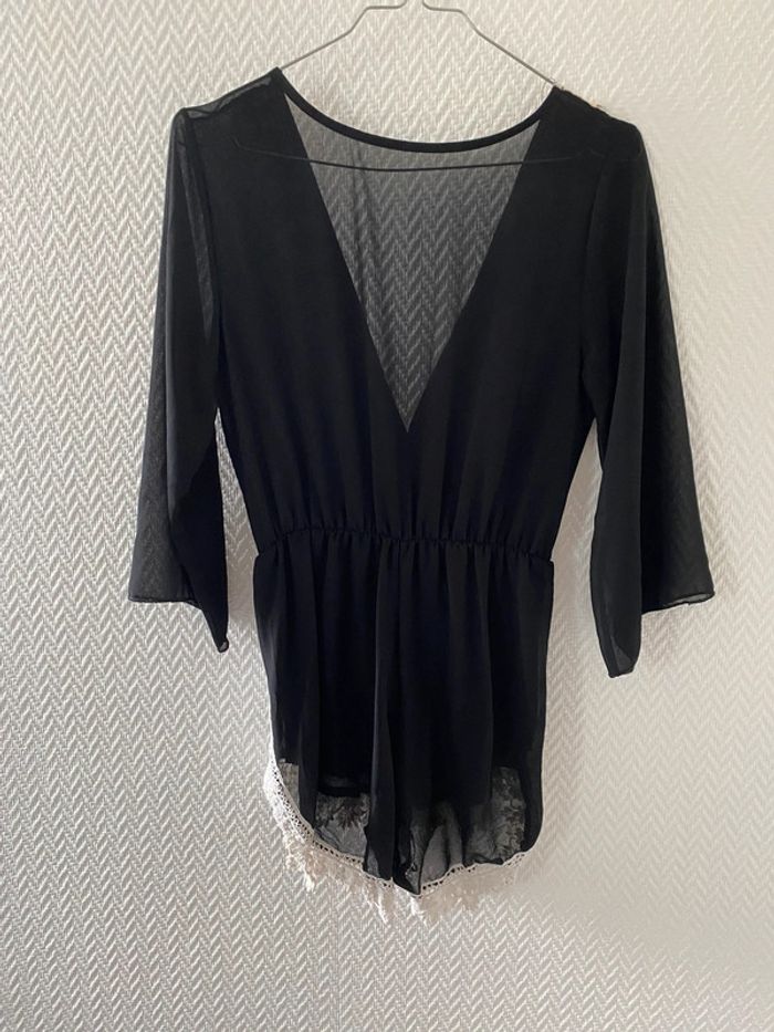 Combi short manche 3/4 décolleté noir - photo numéro 2