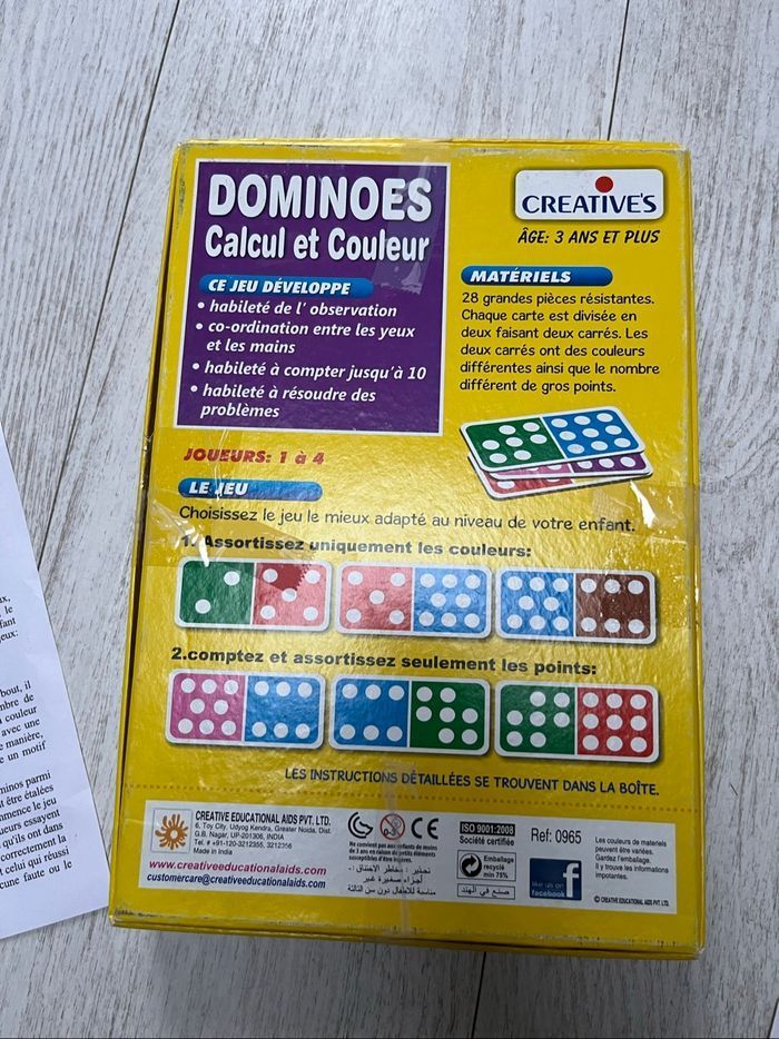 Jeu de dominos : calcul et couleur  À partir de 3 ans  28 grandes cartes - photo numéro 5