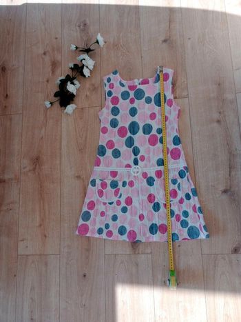 Robe xxs points roses et gris c81