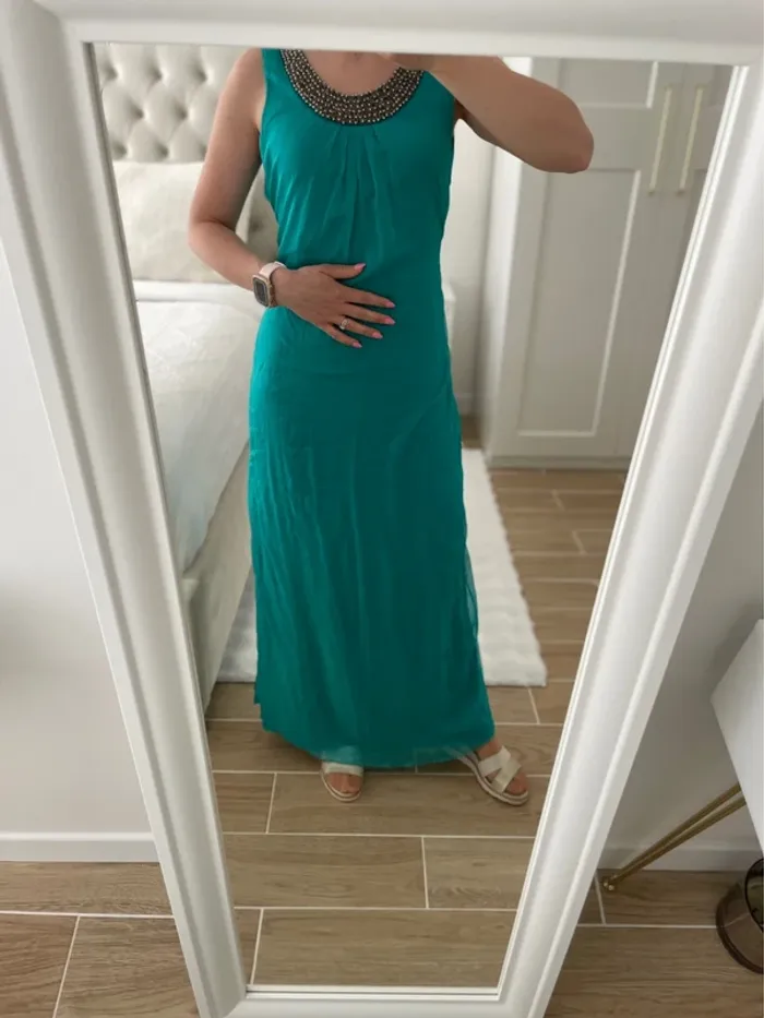 Robe longue , bleu turquoise, taille 38