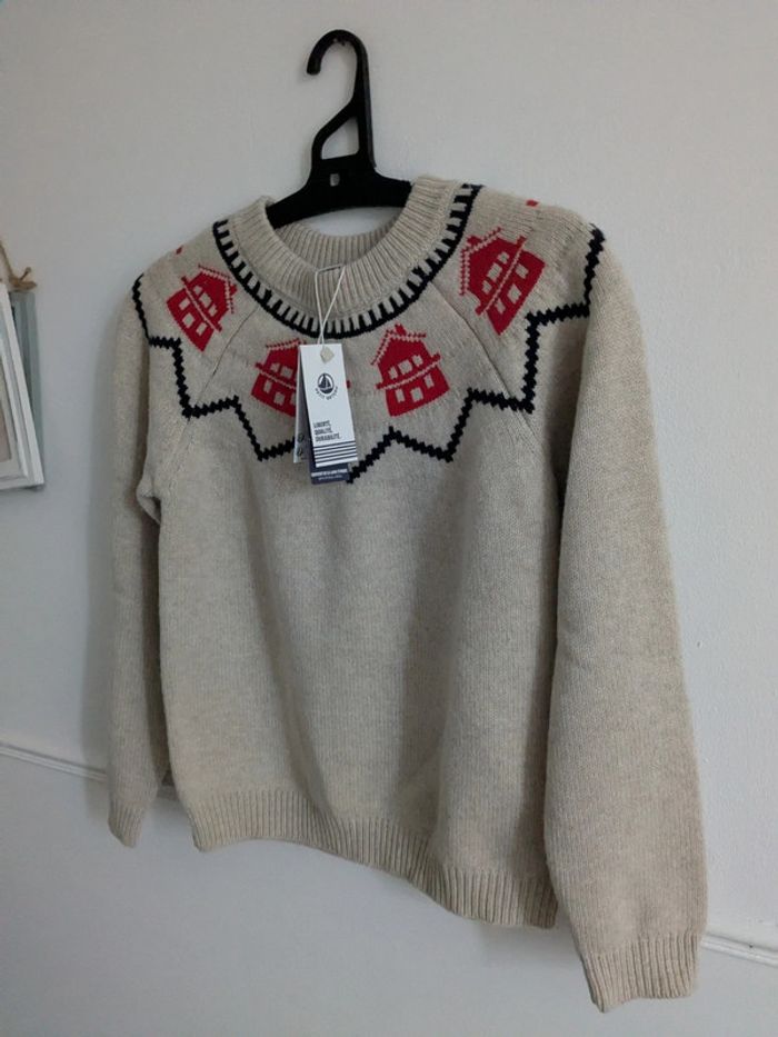 Pull beige chaud thème montagne 12 ans - photo numéro 4