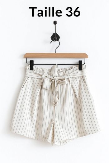 🩳 Short taille haute blanc à rayures noires 🩳