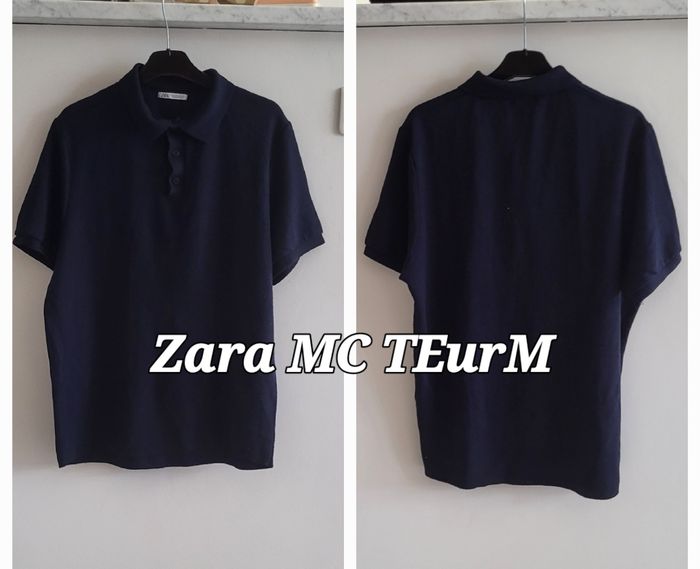 Zara Polo MC TEurM- Marine - En Maille- Regular Fit-  TBE