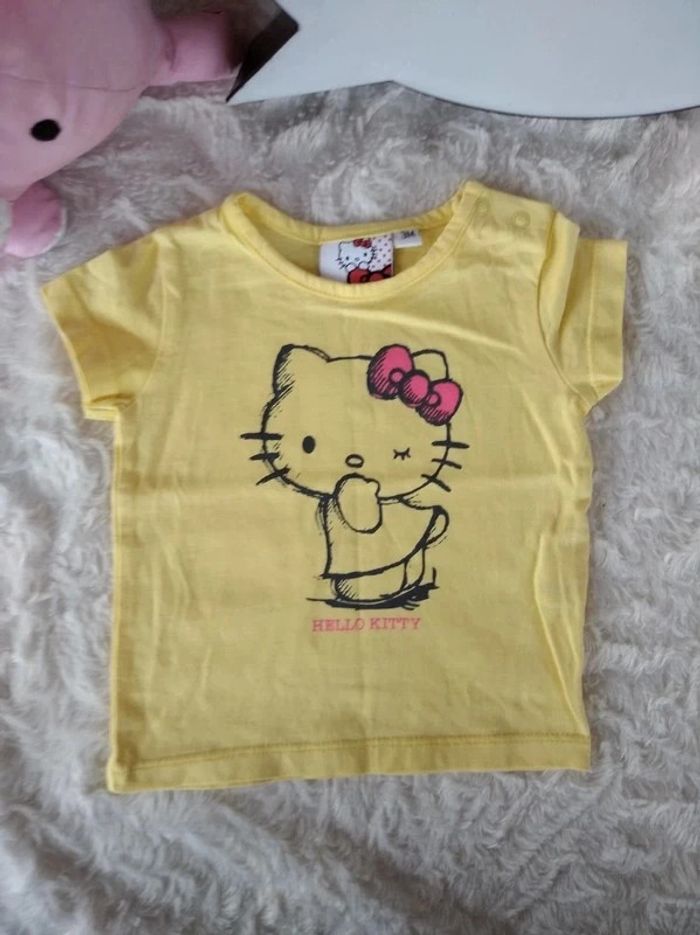 Tee shirt chemise manches courtes Fille 3 mois Hello Kitty 100% coton - photo numéro 2