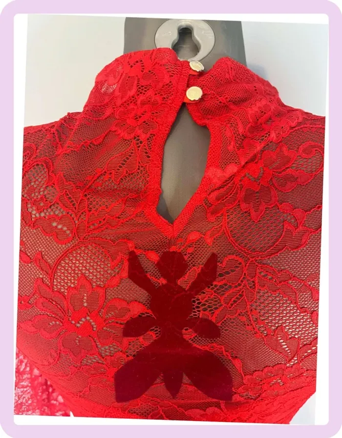 Haut dentelle rouge Patrizia Pepe – taille 0 – élégant & féminin - photo numéro 5