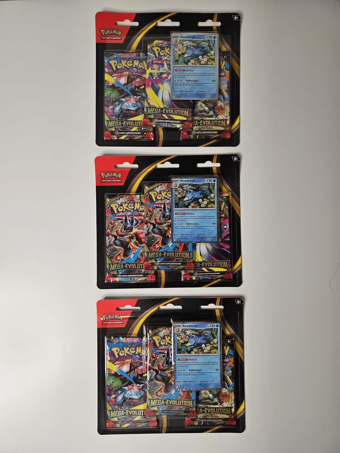 3 tripack scellé Méga-Évolution illustration Akwakwak