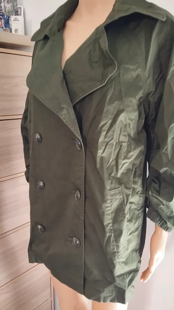 Veste trench verte taille s femme - photo numéro 5