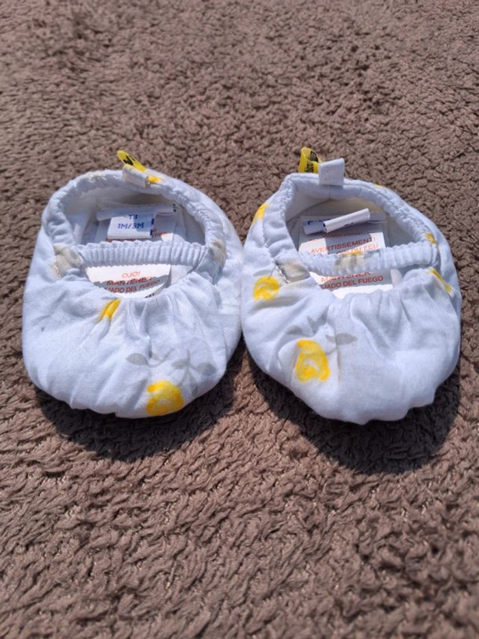 Chaussons bébé P’tit Bisou blanc et jaune - photo numéro 2