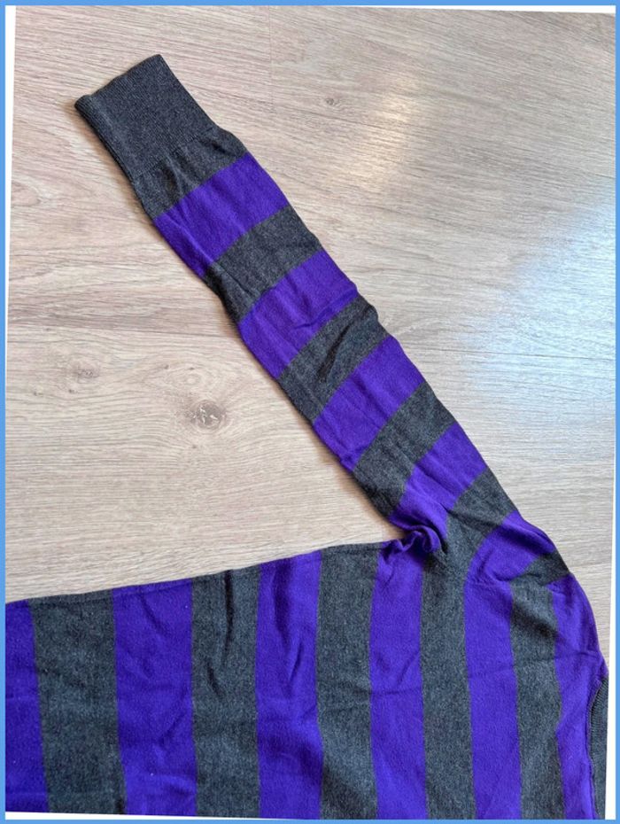 Pull femme fin col V Nautica avec logo brodé Violet et Gris Taille S - photo numéro 16