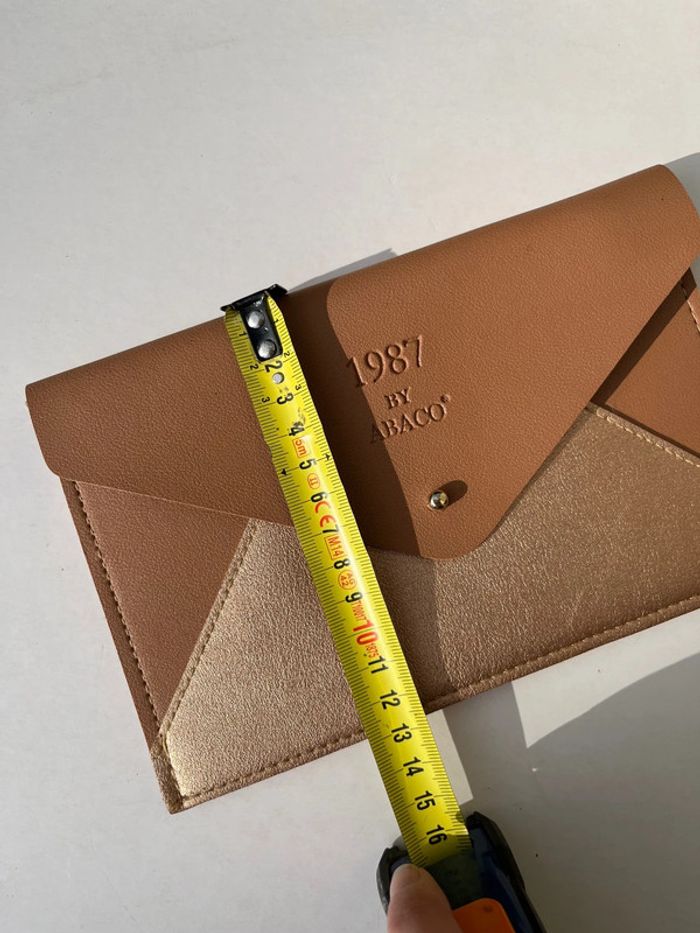 Pochette portefeuille style enveloppe - marron et doré - photo numéro 9
