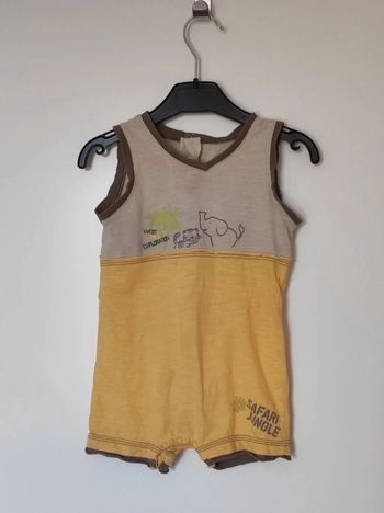Barboteuse jaune beige marron safari / Petit Pirate - 12 mois