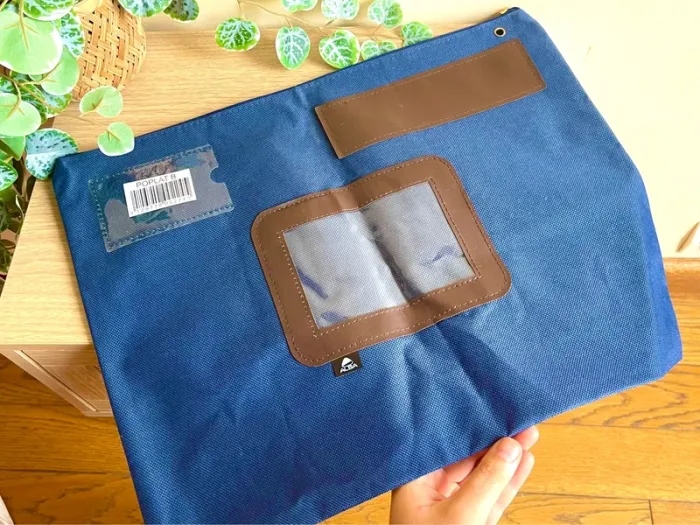 Pochette bleue vintage style poste avec fenetres plastique zip metal tres resistant - photo numéro 5