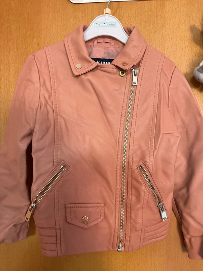 Perfecto / veste en simili cuir rose poudré 3 ans - photo numéro 2