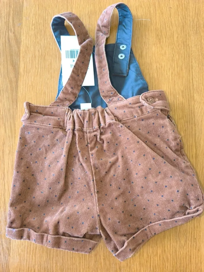 324976 salopette short marron point noir fille 6 mois obaibi - photo numéro 2