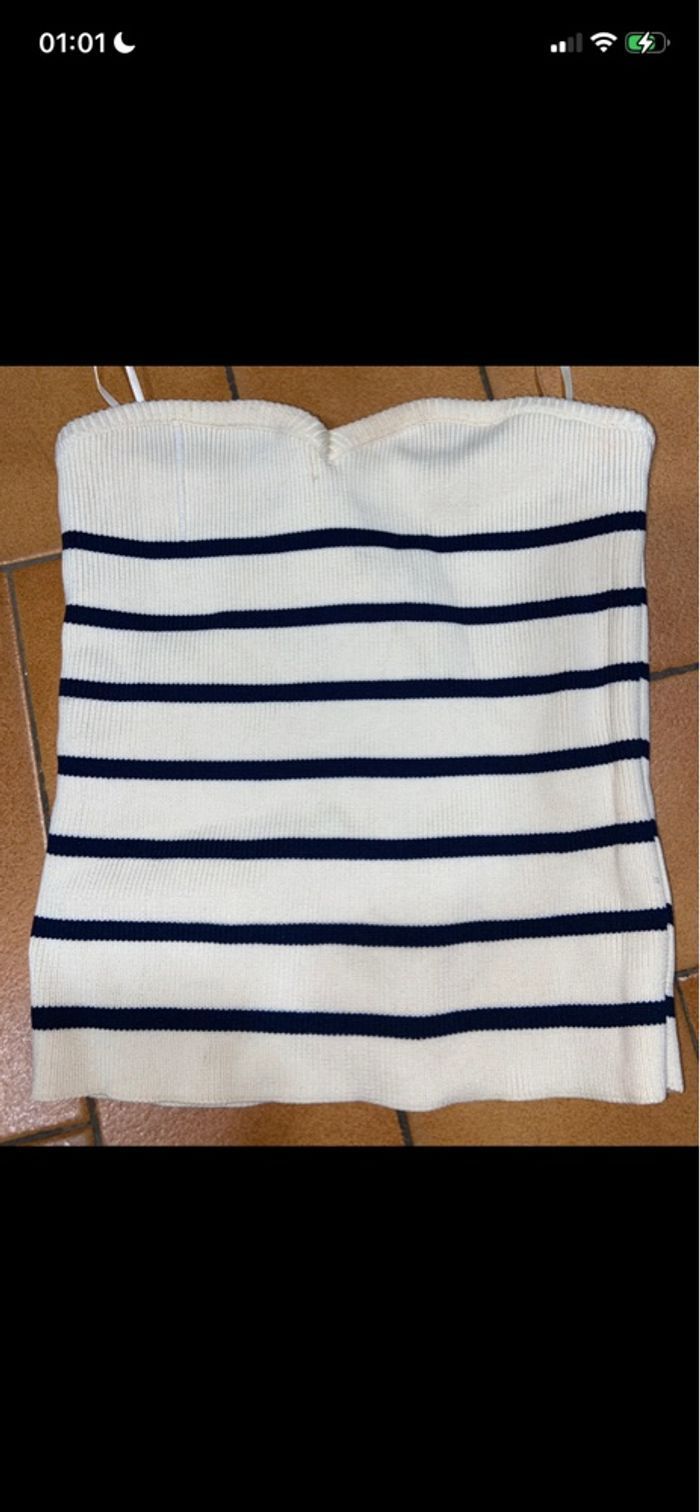 Crop top marinière xs bershka - photo numéro 2
