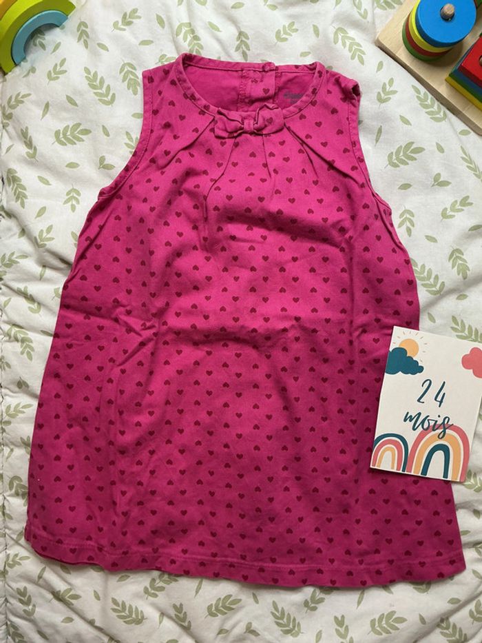 robe sans manches rose motifs coeurs bébé rêve 24 mois - photo numéro 2