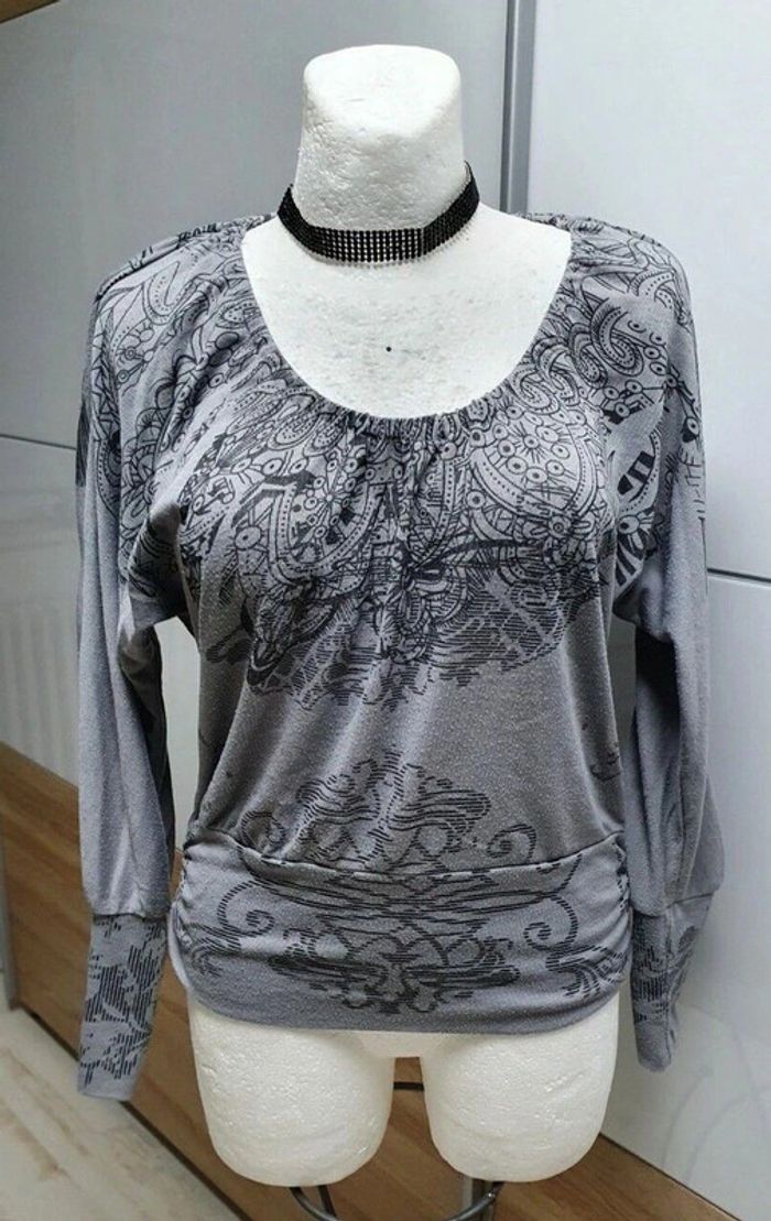 Beau T-shirt/pull gris manches chauve souris Stella T: 40 - photo numéro 5