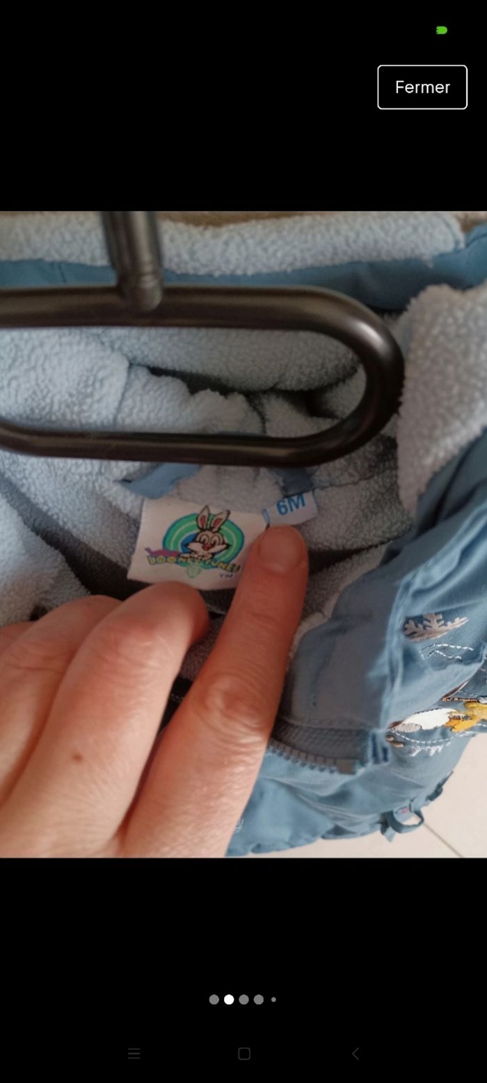 Manteau Looney Tunes taille 6 mois à 1 an en très bon état - photo numéro 2