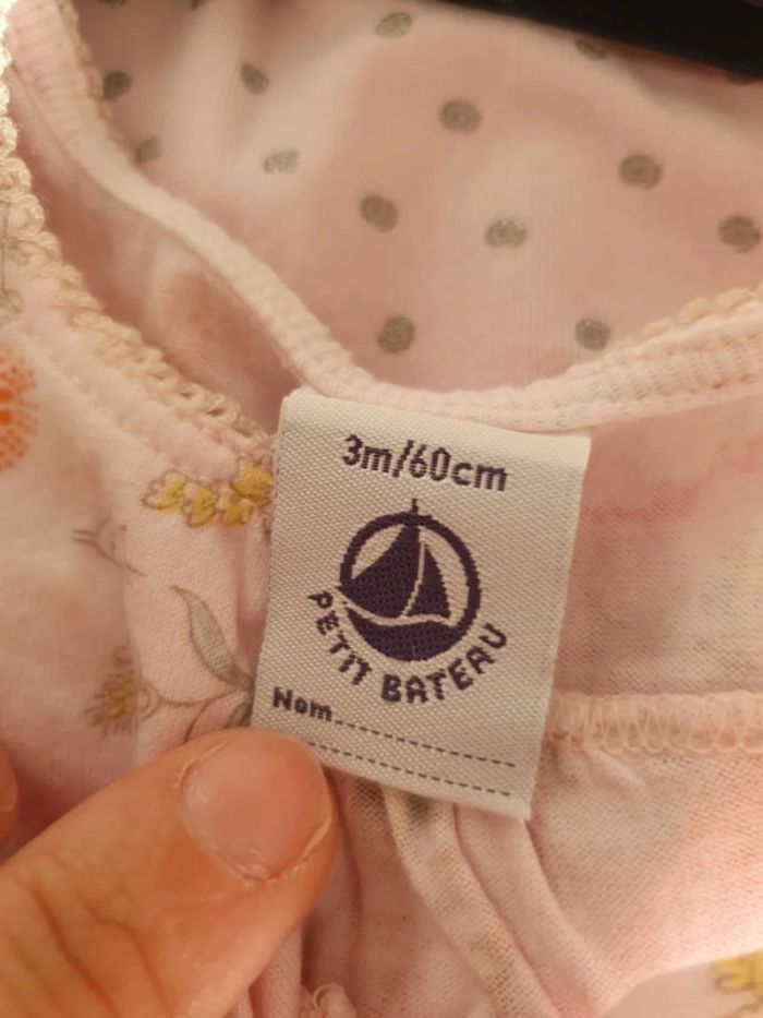 Debardeur rose fleurs petit bateau bébé fille taille 3 mois - photo numéro 4