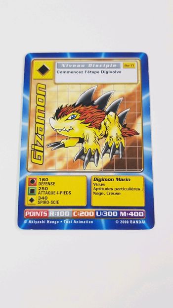 Carte de collection digimon édition 1999 : Gizamon