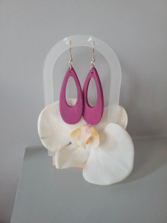 Clips goutte violette en bois - photo numéro 3