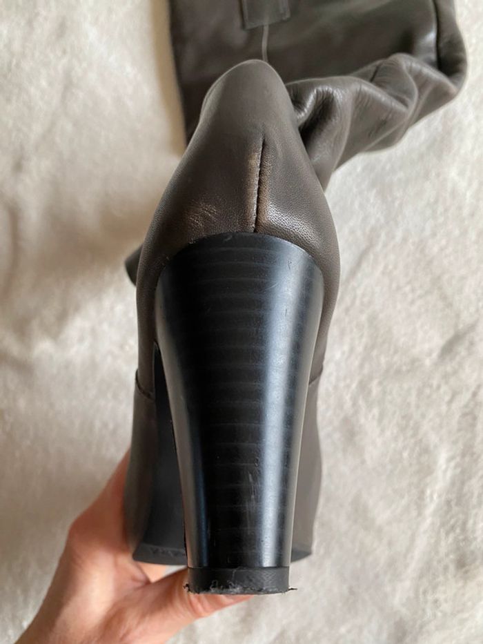 Bottes Zara en cuir grises à talon taille 37 - photo numéro 7