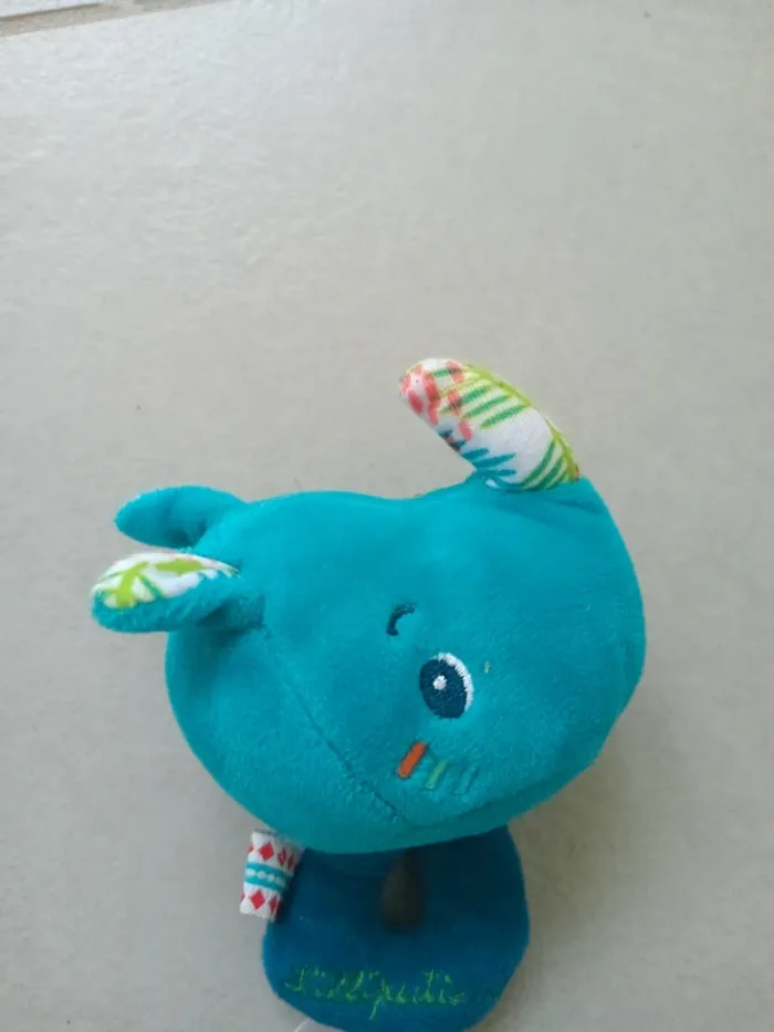 Hochet doudou bébé rhinocéros bleu Liliputiens - photo numéro 3