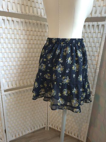 Jolie jupe courte fleurie bleue marine & dorée BZB femme TM/ 38