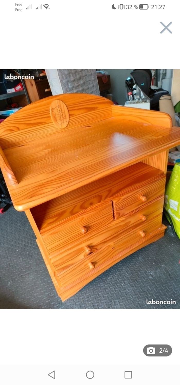 Ensemble table à langer et lit bébé en BOIS + matelas - photo numéro 3