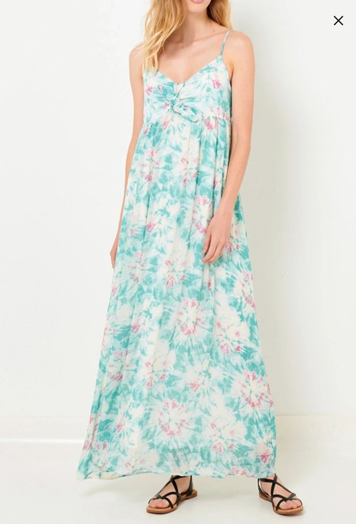 Superbe robe imprimée fleurie bleu-clair et rose de la marque Camaïeu en taille S - photo numéro 2