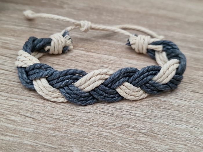 Bracelet Tressé Gris Beige - photo numéro 5