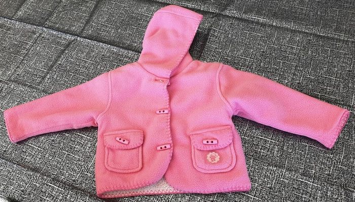 Veste rose moltonnée avec capuche - T.12 mois
