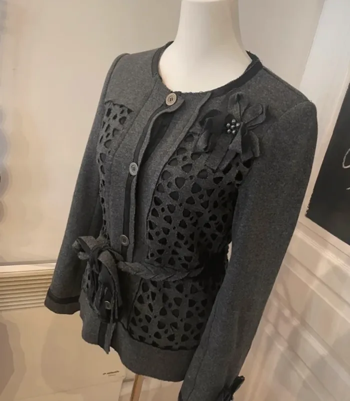 Veste blazer en En laine grise femme, taille M/38 - photo numéro 3