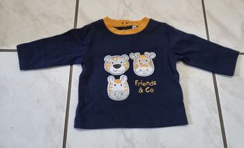 haut manches longues garçon bleu marine taille 3 mois