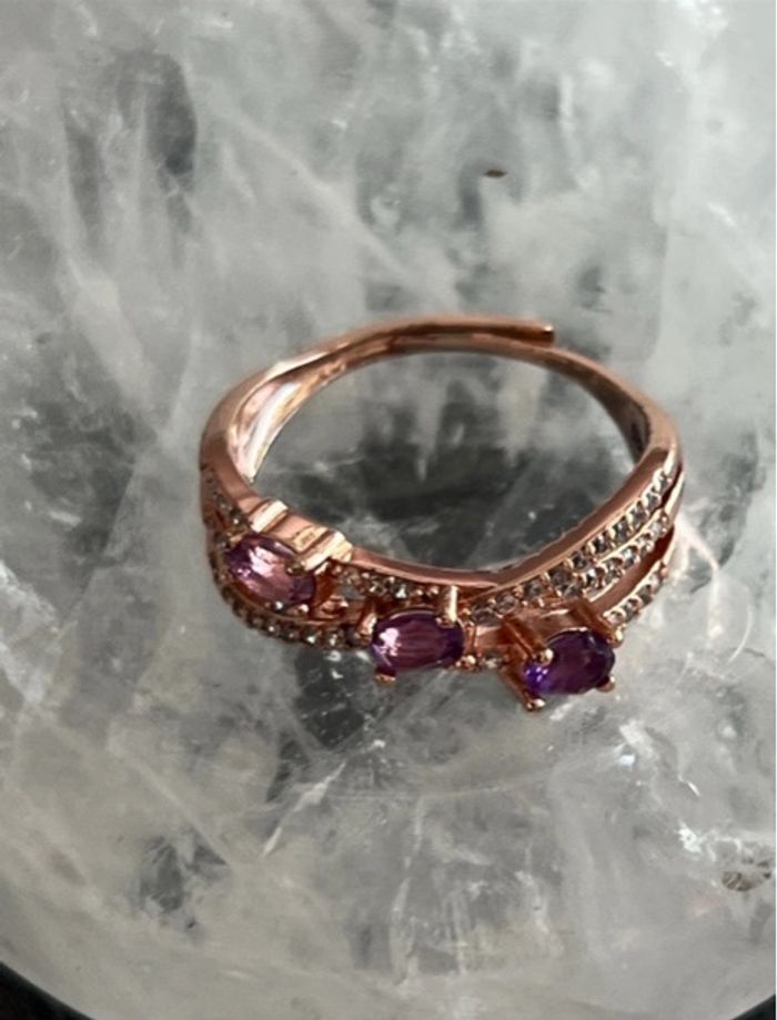 Élégance Discrète : Bague Ajustable Améthyste & Acier Inoxydable - photo numéro 4