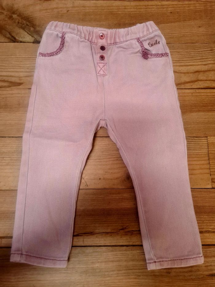 Jean paperbag en denim rose pour bebe fille