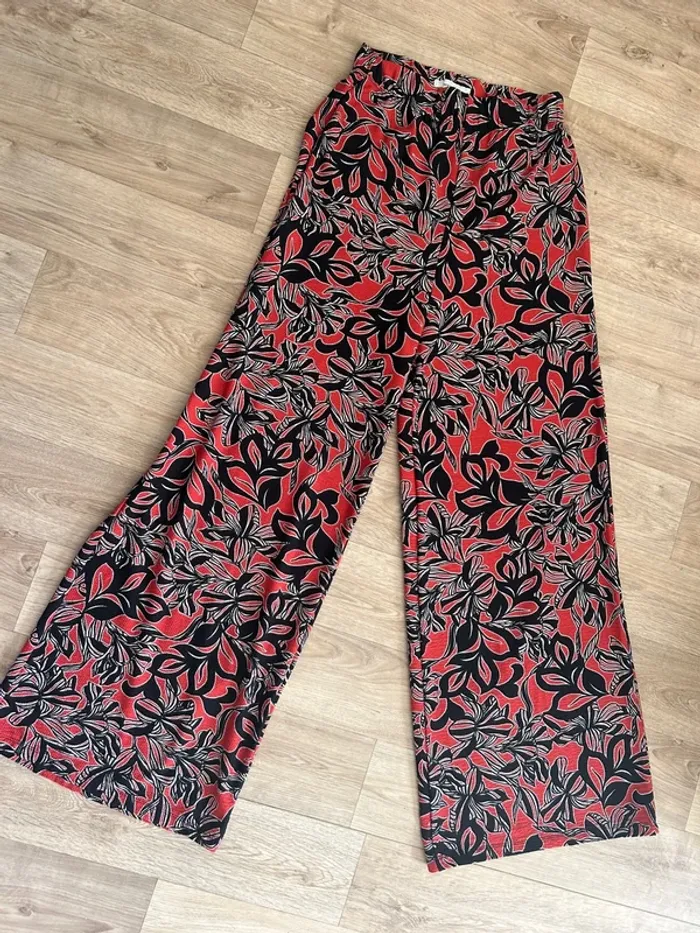 Promod ensemble pantalon, fluide, imprimé+ crop top femme, taille 40 - photo numéro 4