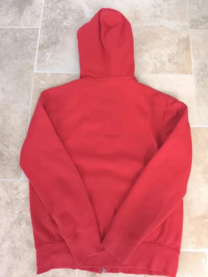 Sweat capuche zippé Ralph Lauren homme M rouge logo marine excellent état - photo numéro 16