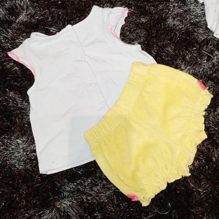 Ensemble t-shirt short poussin fille 1 mois - photo numéro 2