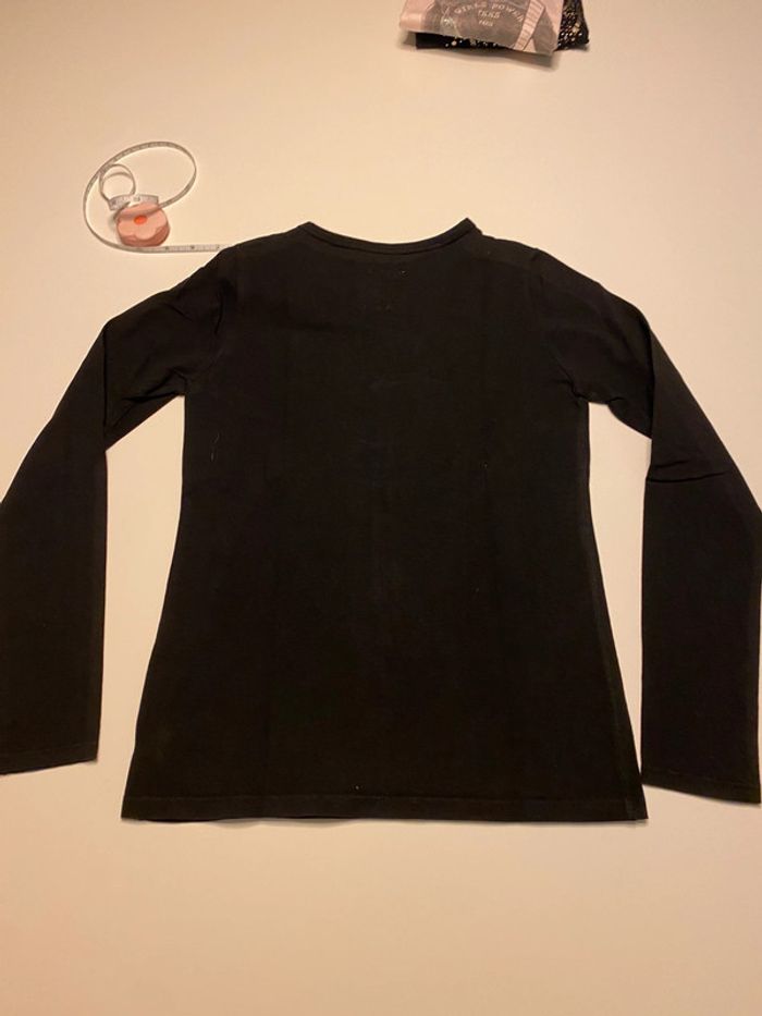 Tee shirt ML noir écriture rose Levi’s 12 ans - photo numéro 5