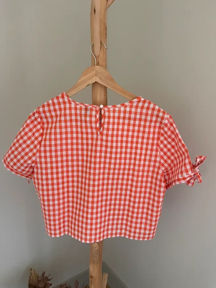 Blouse à carreaux orange - photo numéro 5
